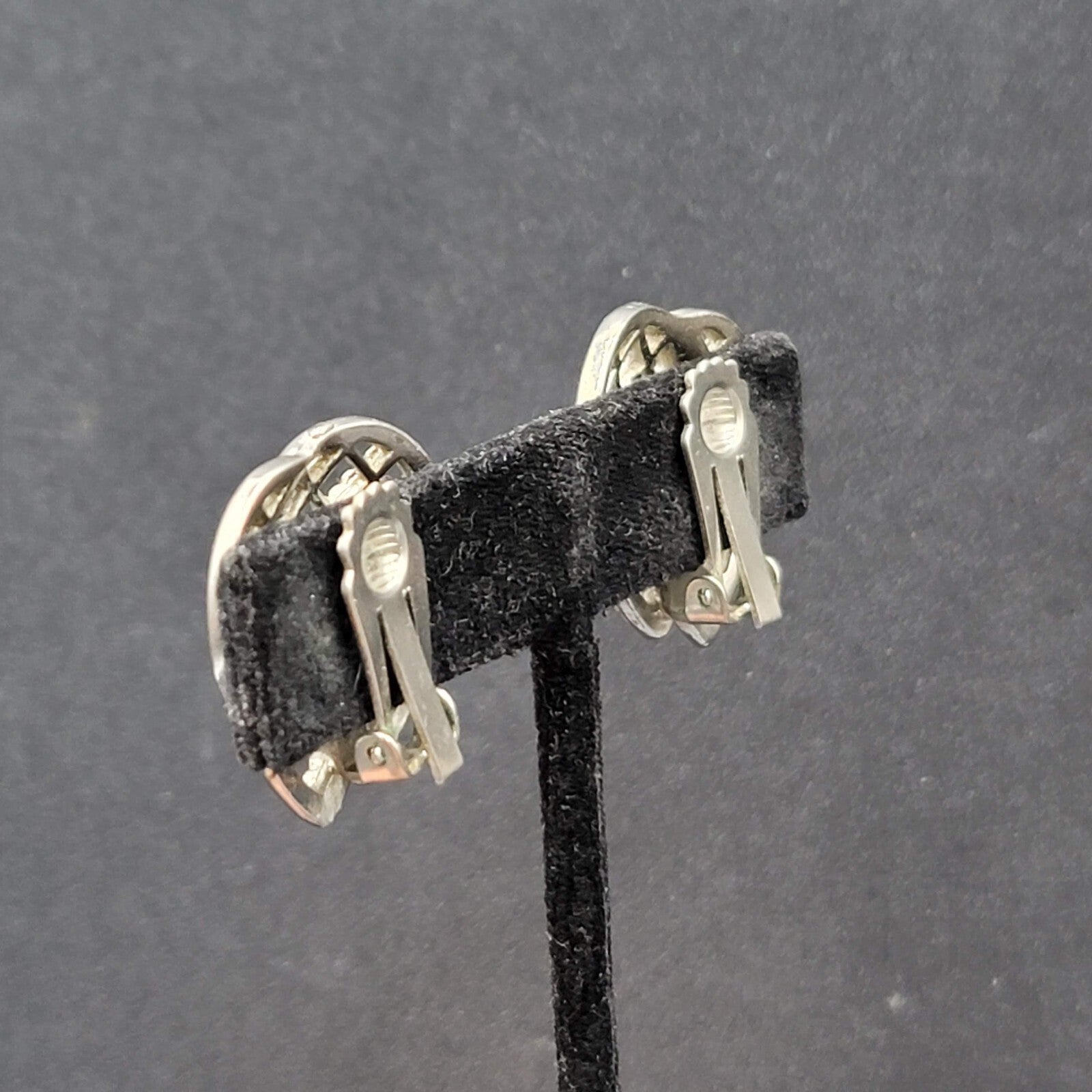 Vintage Clip on Earrings Silver tone Open Work Double Teardrop 1"