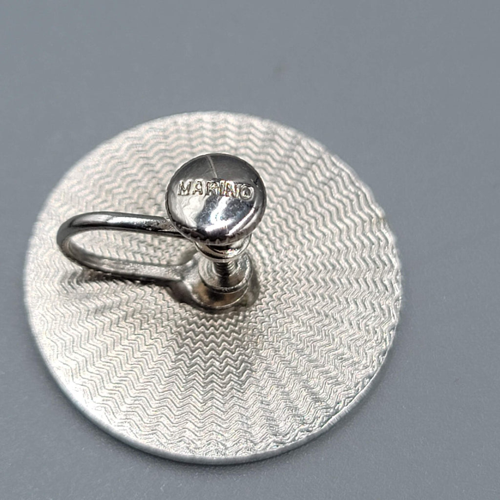 Vintage Marino Clip on Earrings Silver tone Round Screw Back 1"