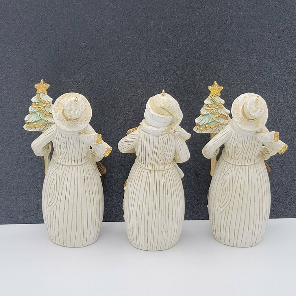 Resin Beach Snowman Christmas Ornaments Lot of 3 Birds Tree Lantern 4.5 in
