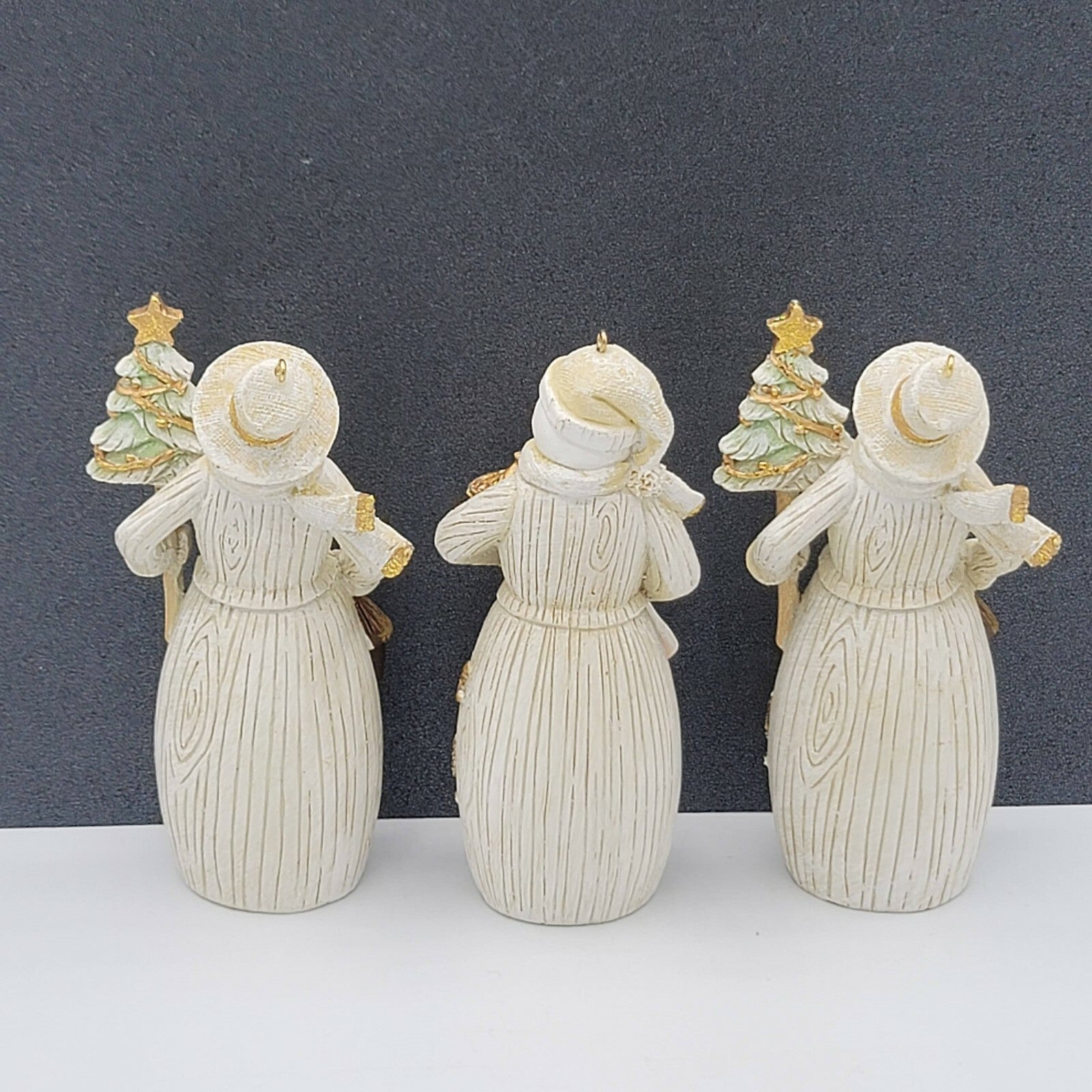 Resin Beach Snowman Christmas Ornaments Lot of 3 Birds Tree Lantern 4.5 in