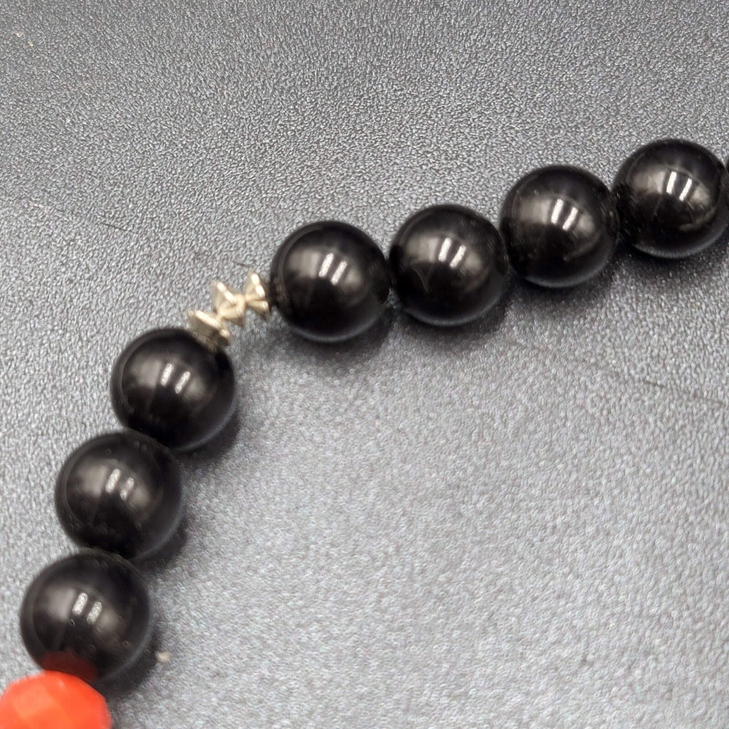Kim Rogers Acrylic Beaded Necklace Red White Black Long 32" NEW