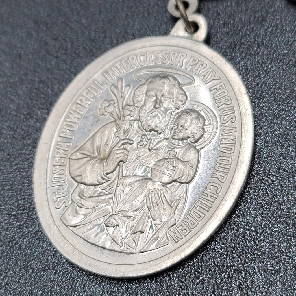 Vintage GUILD Large Badge Brooch Pin St Joseph Silver tone 3"