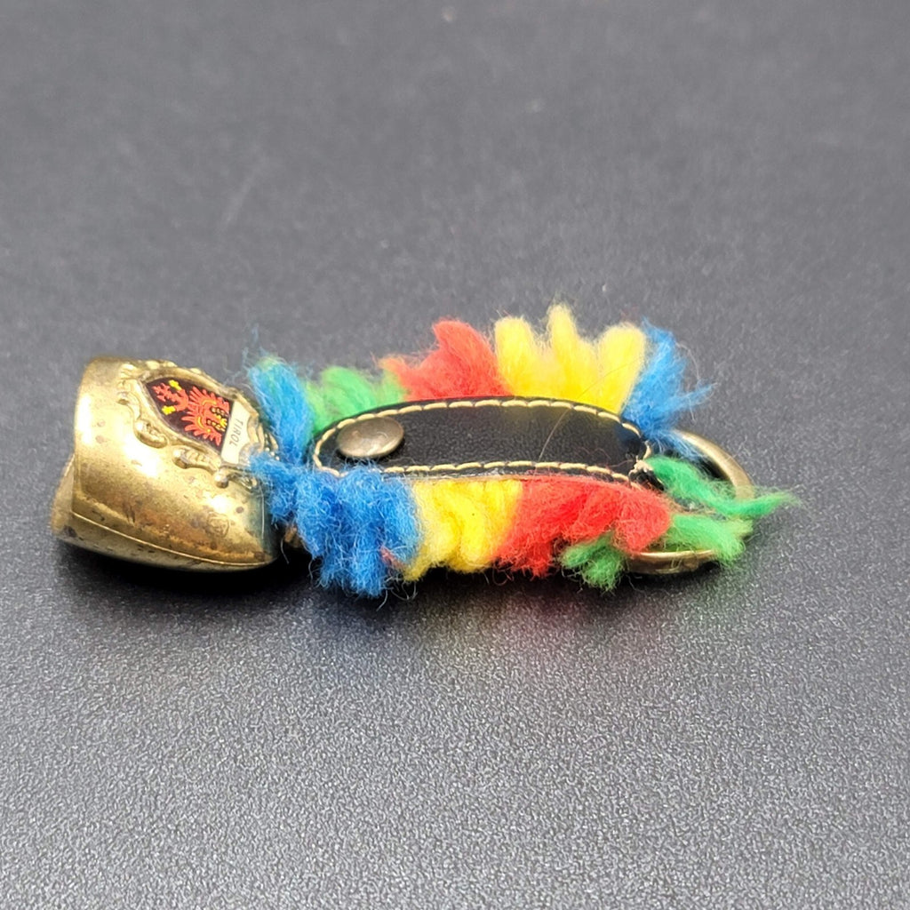 Vintage Tirol Switzerland Bell Travel Souvenir Keychain Key Ring Chain 2.5"