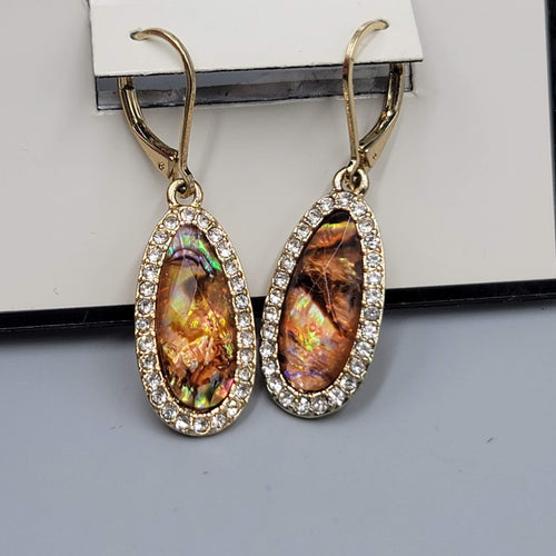 Dana Buchman Pierced Earrings Gold Tone Oval Dangle New