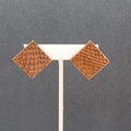 Vintage Clip on Earrings Brown Faux Snake Skin 1 3/8"