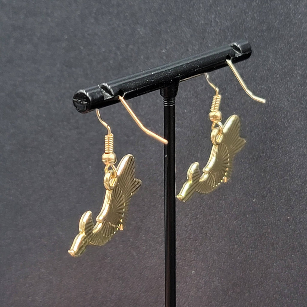 Zombie Whale Pierced Earrings Halloween Half Skeleton Enamel Dangle 5/8"