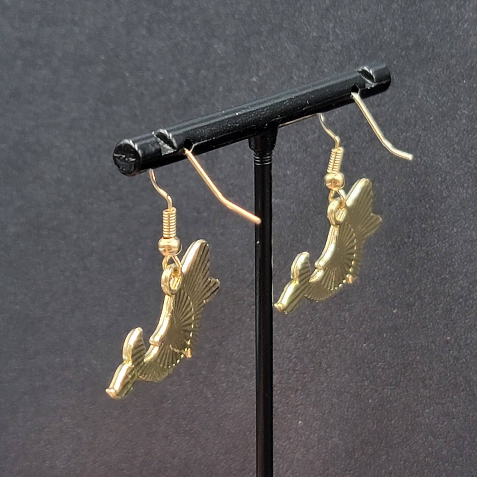 Zombie Whale Pierced Earrings Halloween Half Skeleton Enamel Dangle 5/8"