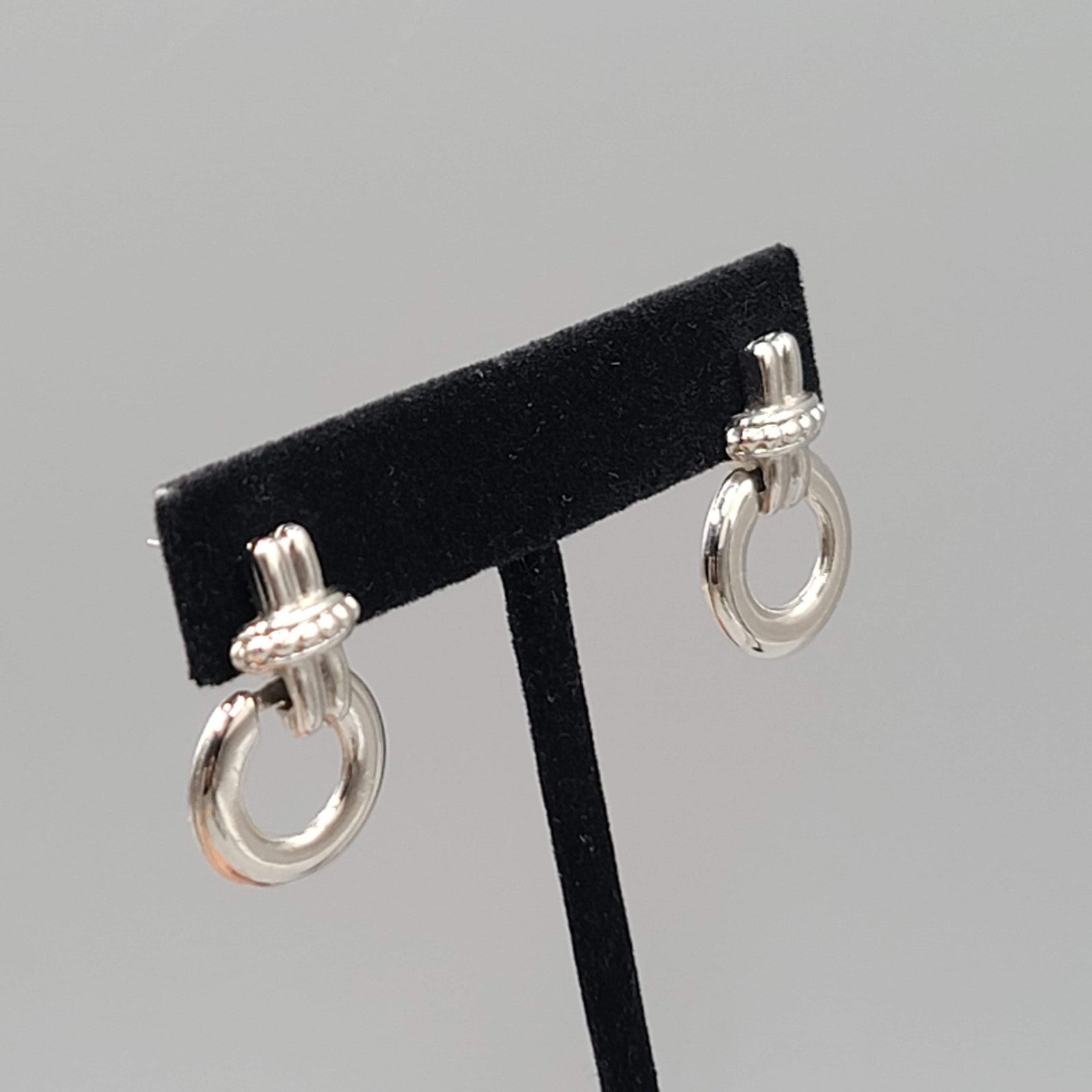 Door Knocker Pierced Earrings Silver  Plated Drop 1 in
