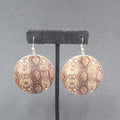 Pierced Earrings Snake Skin Print on Sea Shell 1.75"