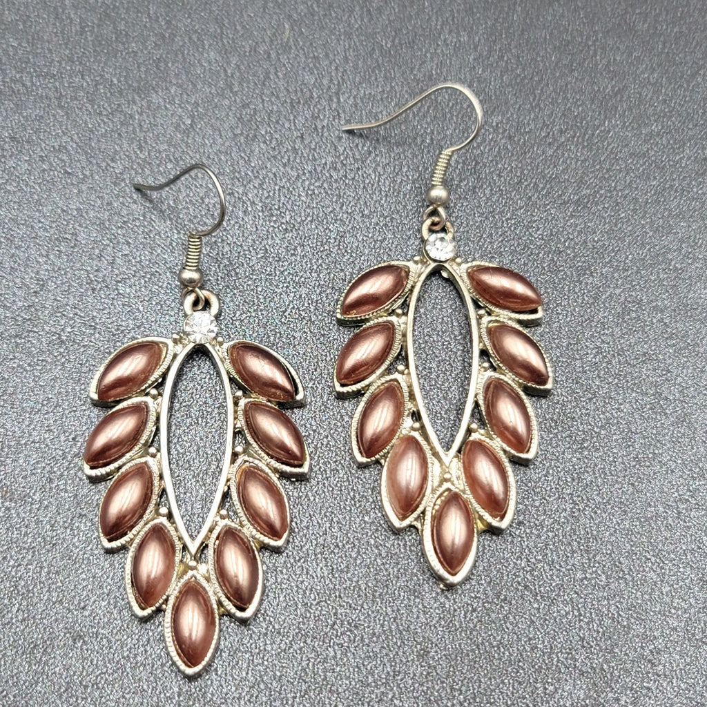 Pierced Earrings Silver tone Rhinestone Acrylic Dangle 1 7/8"
