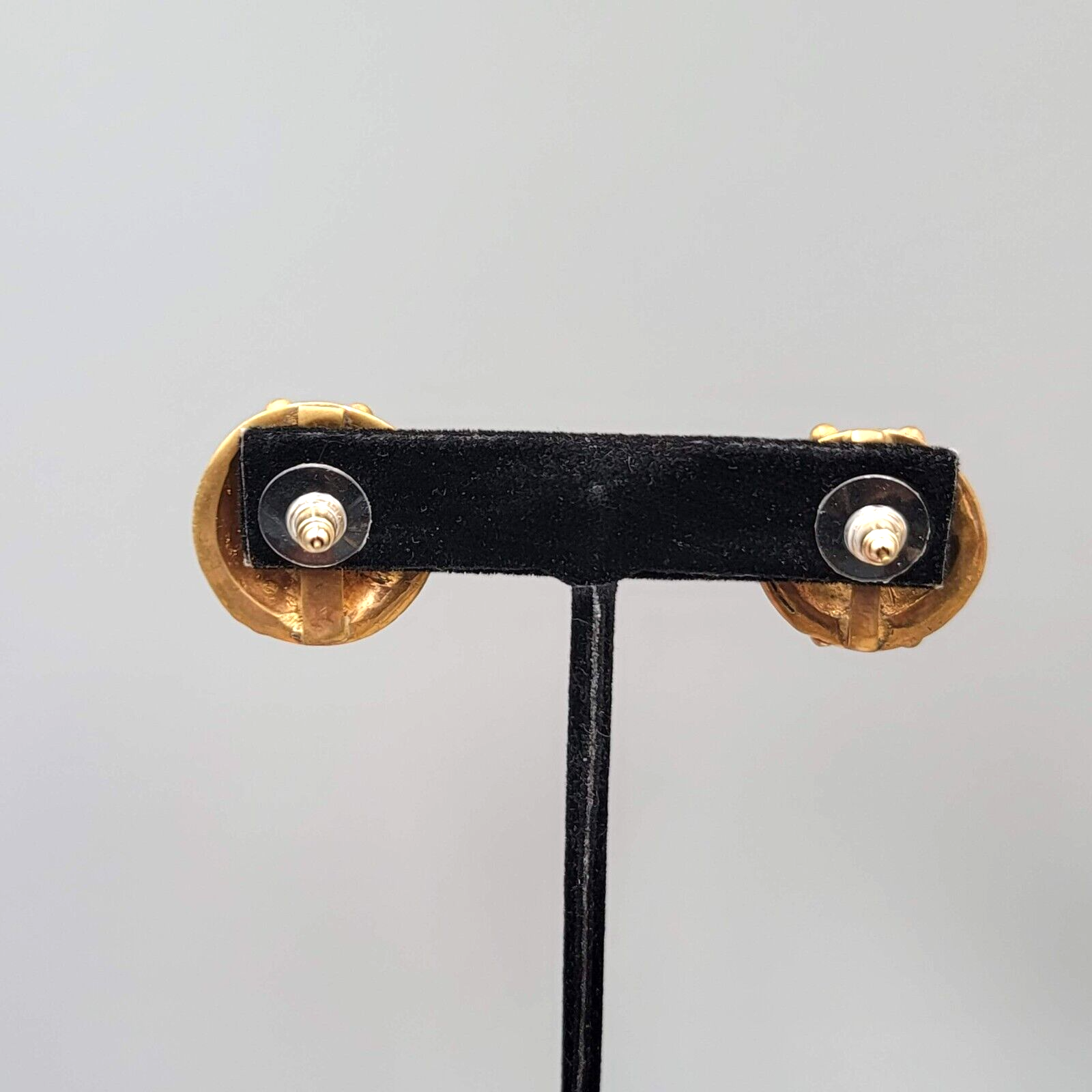 Pierced Earrings Handmade Gold Plated Ethnic Style Drop 7/8"