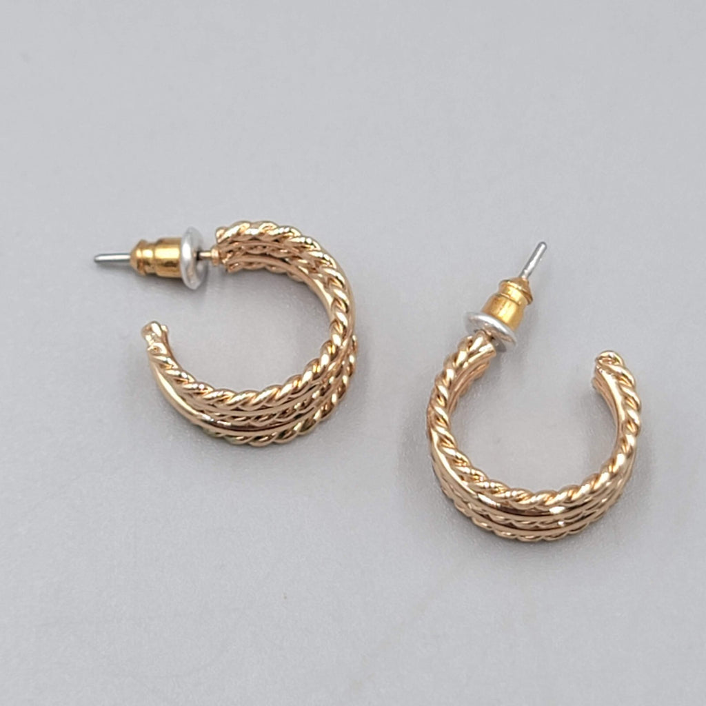 Wide Hoop Pierced Earrings Gold Plated Hoops 1/2"