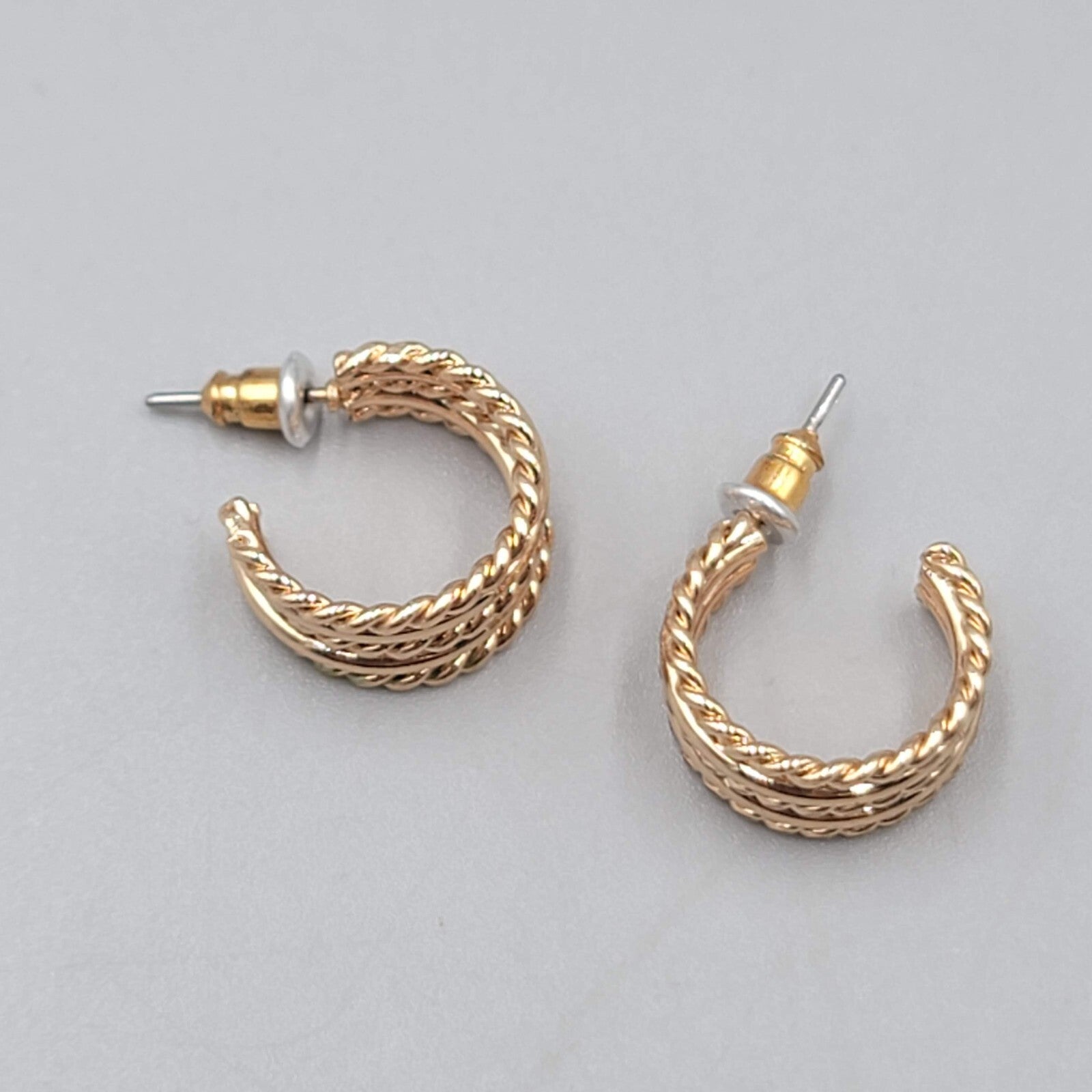 Wide Hoop Pierced Earrings Gold Plated Hoops 1/2"