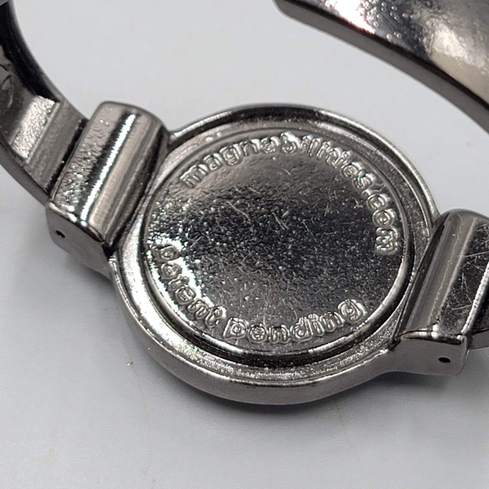 Magnabilities Beaded Hinged Cuff Gunmetal Gray Bracelet Pre-Owned