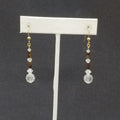 Pierced Earrings Gold tone Faceted Crystal Bead Dangle 1 1/4"