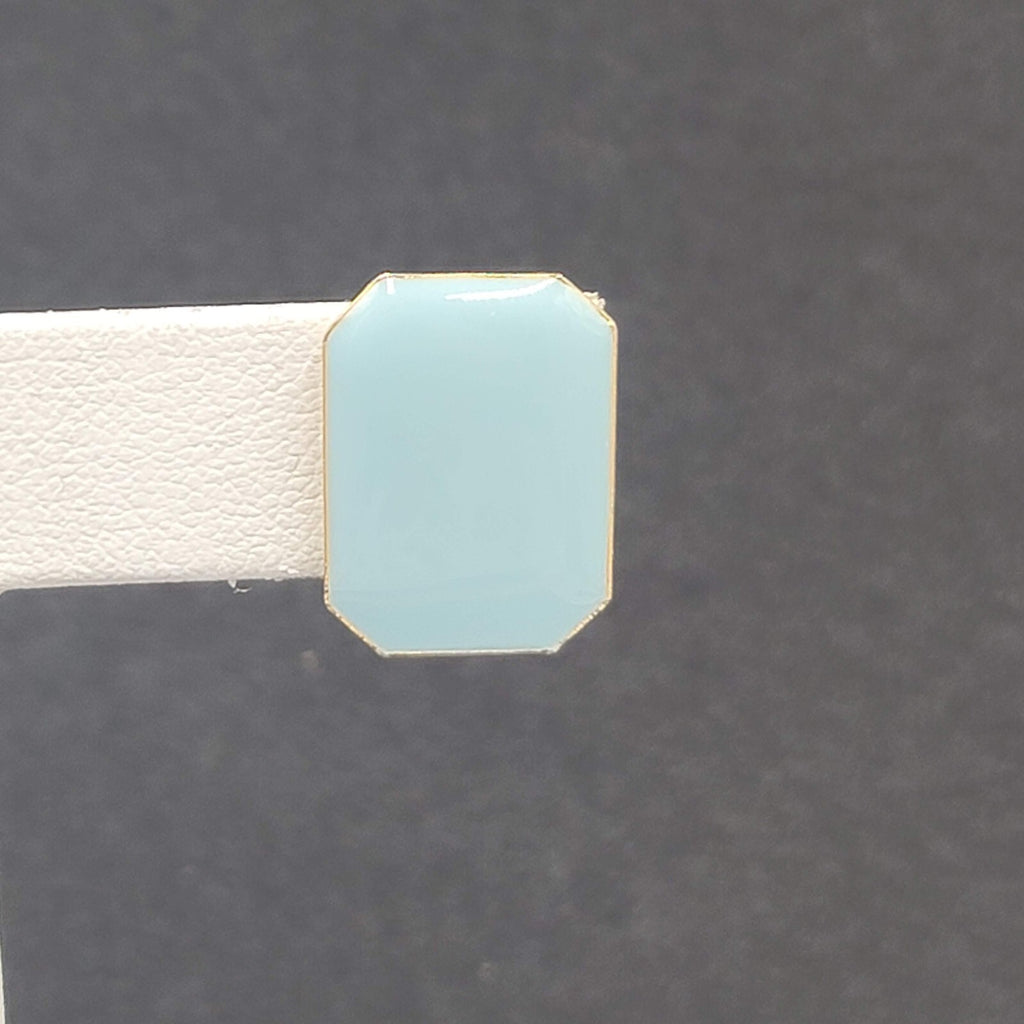 Vintage Pierced Earrings Light Babay Blue Enamel Drop 3/4"