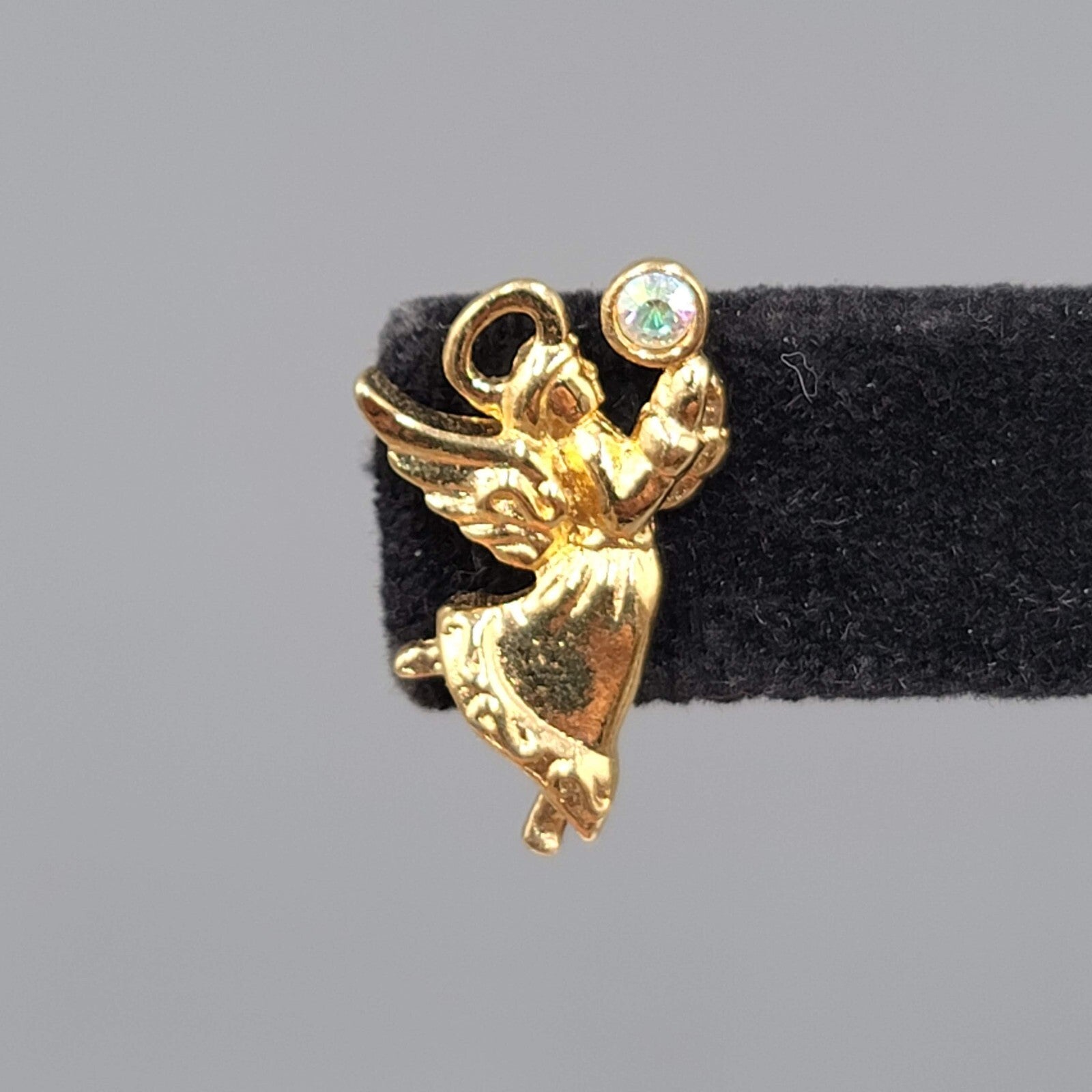 Vintage Christmas Angel Pierced Earrings Gold Plated Dangle 7/8"