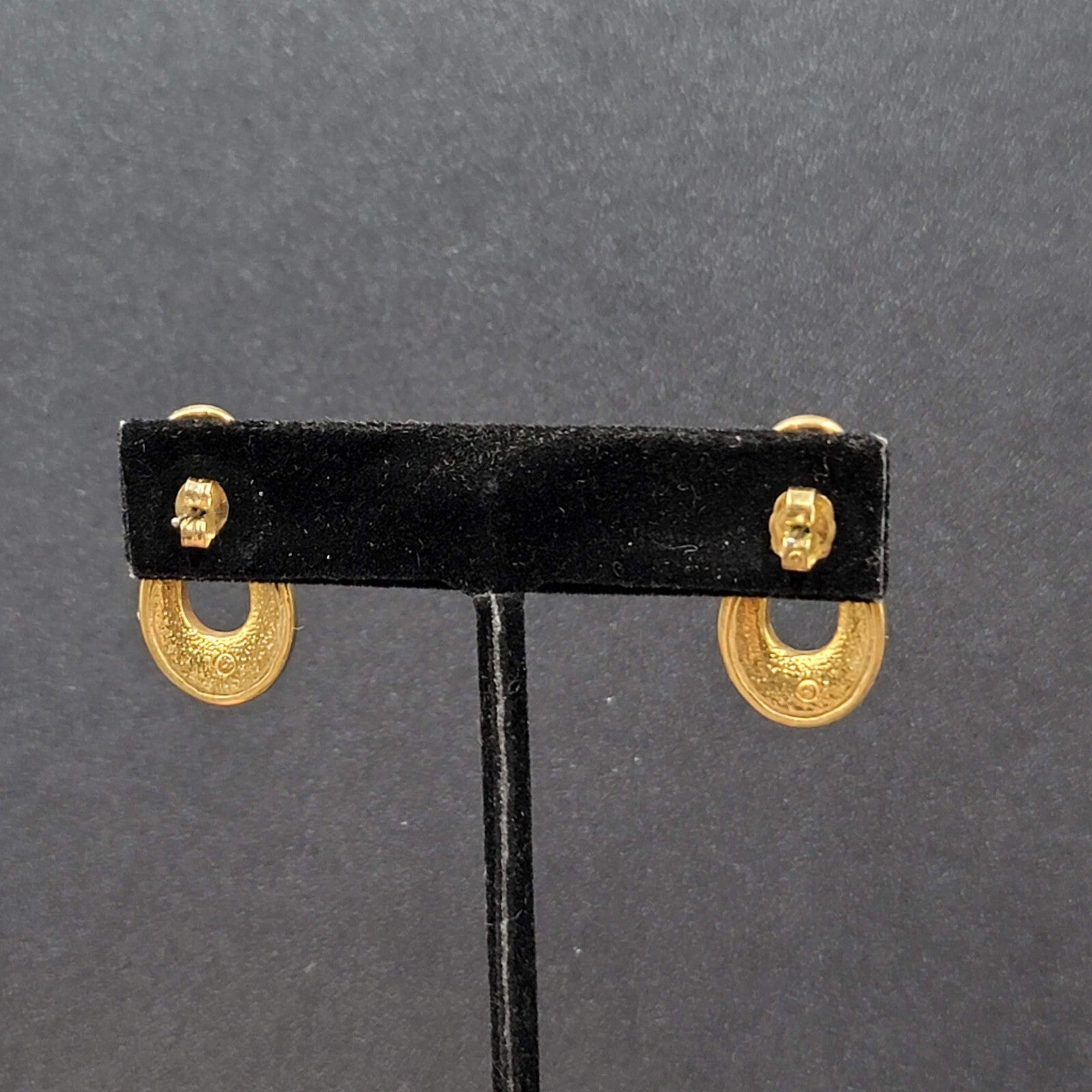 Vintage Pierced Earrings Gold Plated Cream Enamel Drop 1"