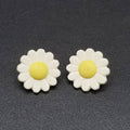 Pierced Earrings Acrylic White Flower Statement Stud 1"