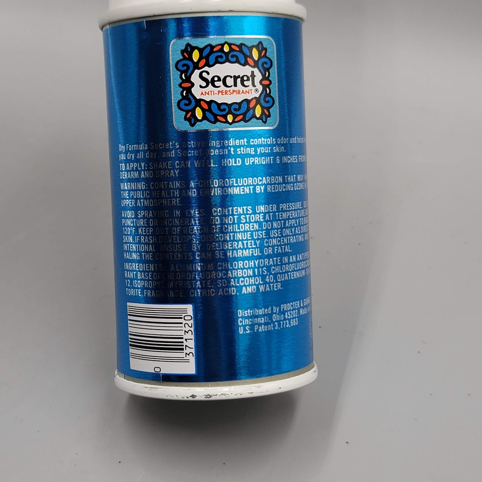 Vintage Secret Dry Formula Anti-Perspirant Aerosol 5 oz Made USA Deodorant PROP