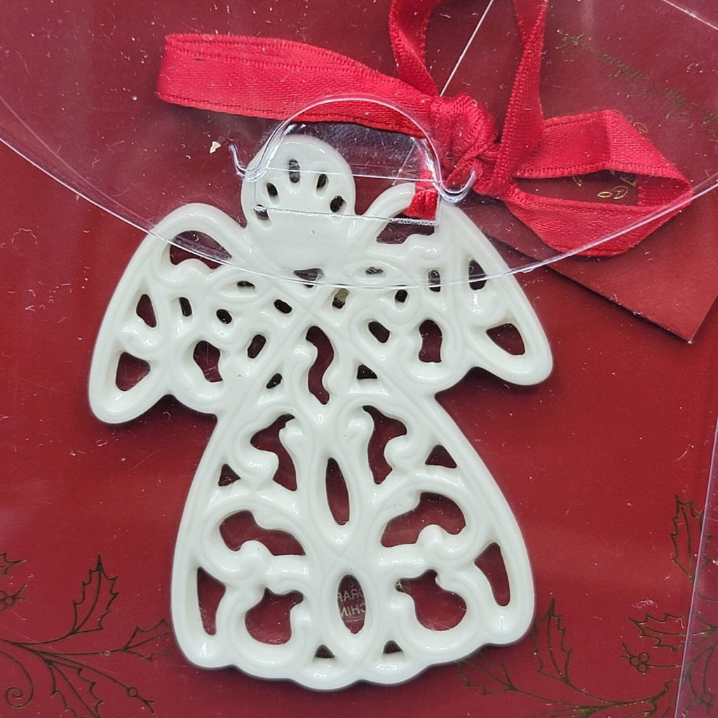 Lenox Pierced Charms Angel Christmas Ornament Porcelain White 2.5"
