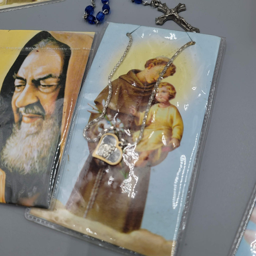 Vintage Catholic Religious Collection Lot Prayer Cards Necklaces Rosary