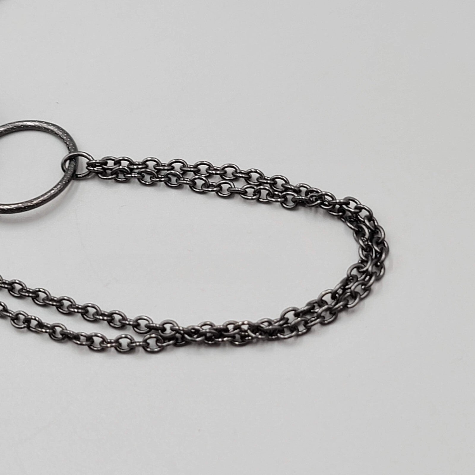NY Necklace Black Metal Red Gray Bead Statement Long 36"+