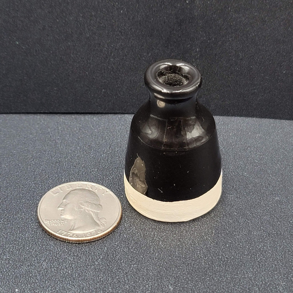 Vintage Miniature Pottery Vase Black Glaze 1.75"