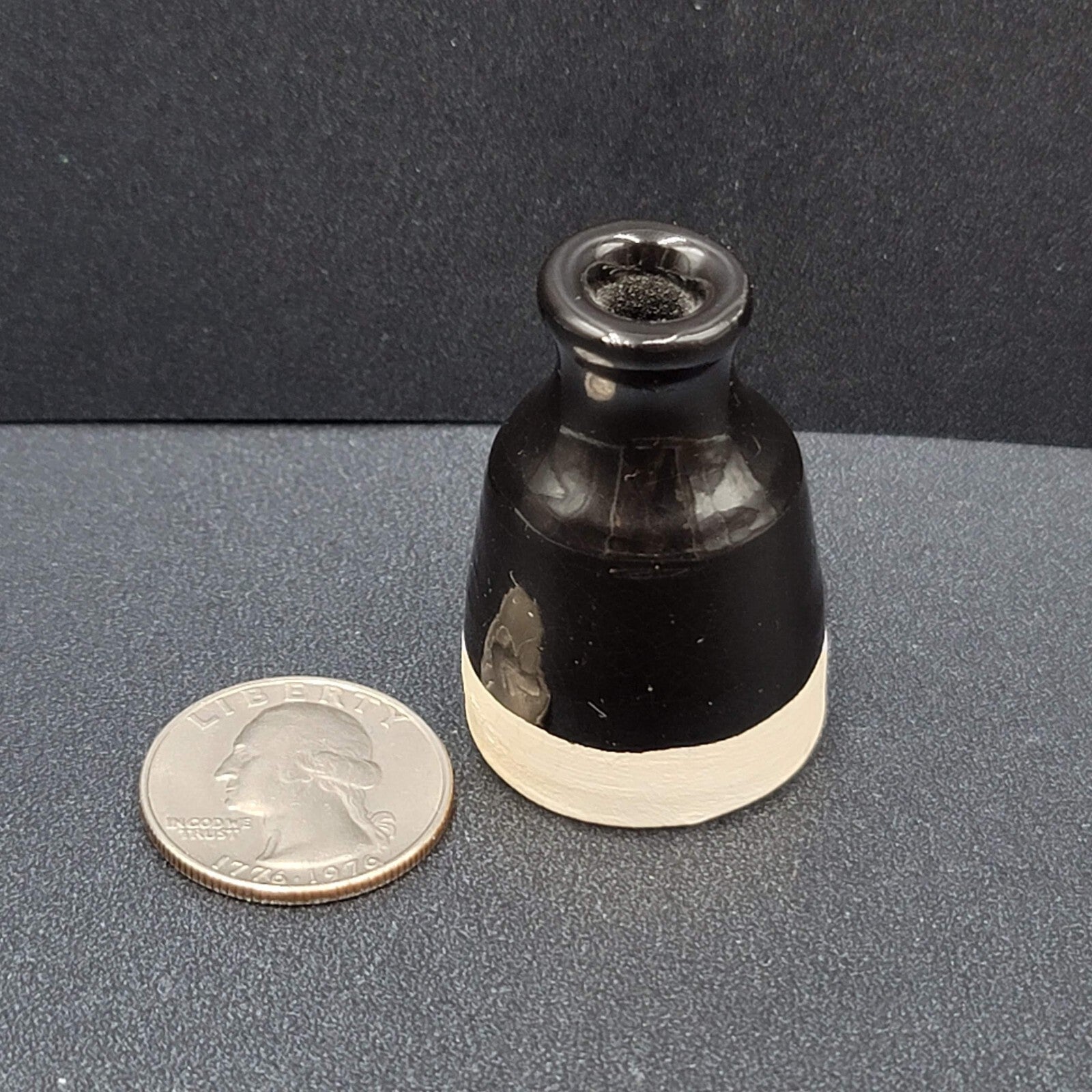 Vintage Miniature Pottery Vase Black Glaze 1.75"