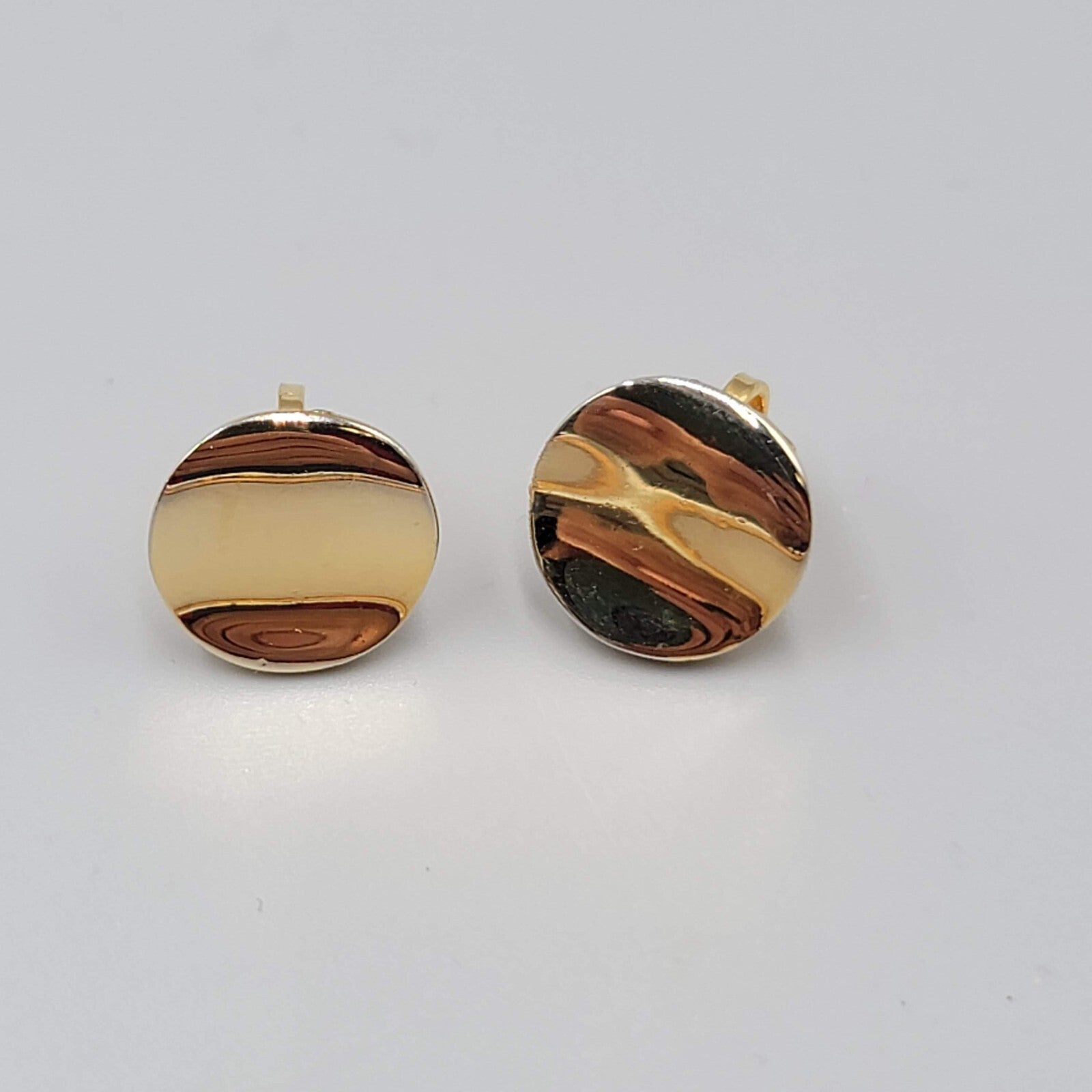 Vintage Stud Clip on Earrings Gold Plate Wavy Round 1/2"