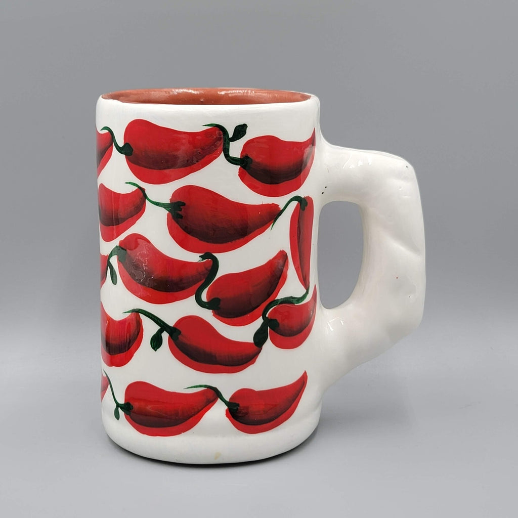 Mexico Clay Coffee Mug Red Chili Peppers Handmade Souvenir