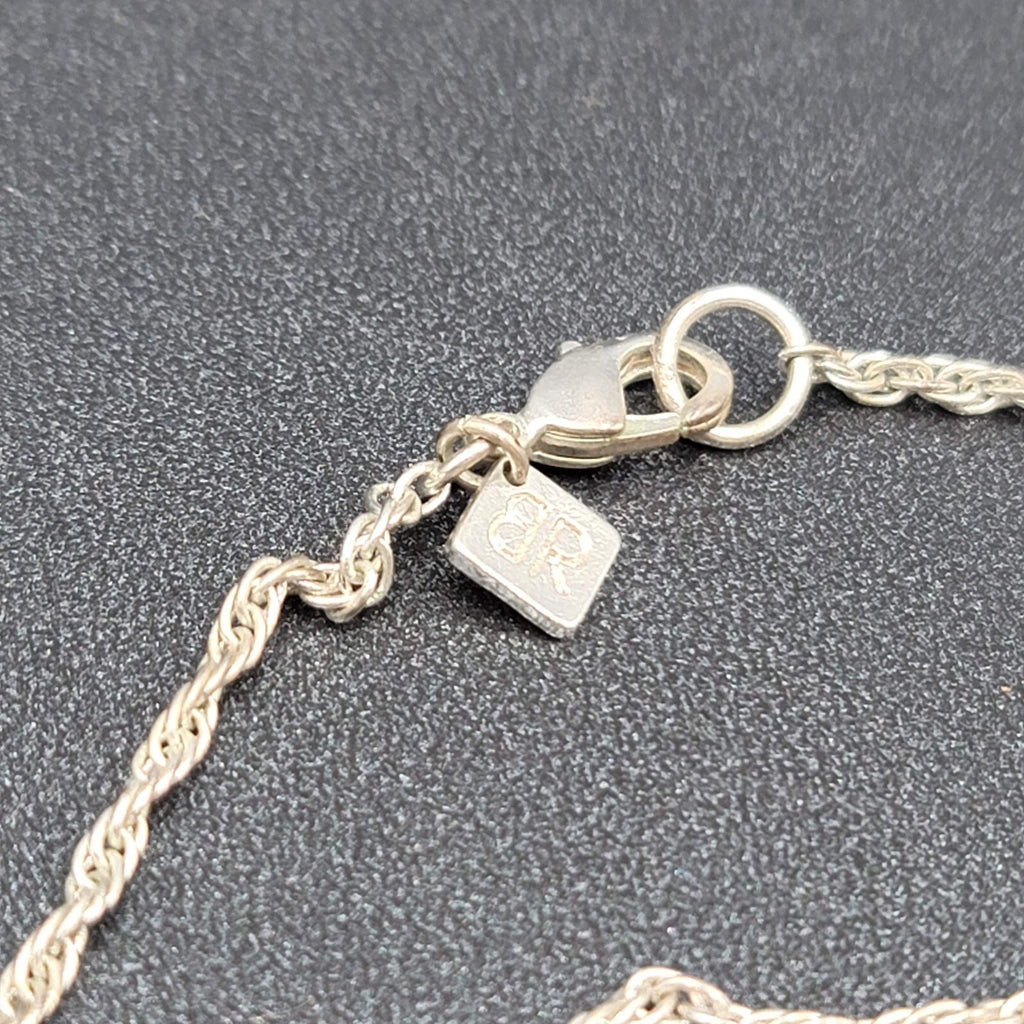 BR Banana Republic Necklace Blue Bead Chain Tassel Pendant Long 30"