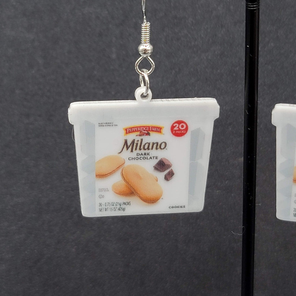 Pierced Earrings Milano Cookies Snack Novelty Fun Dangle  1"