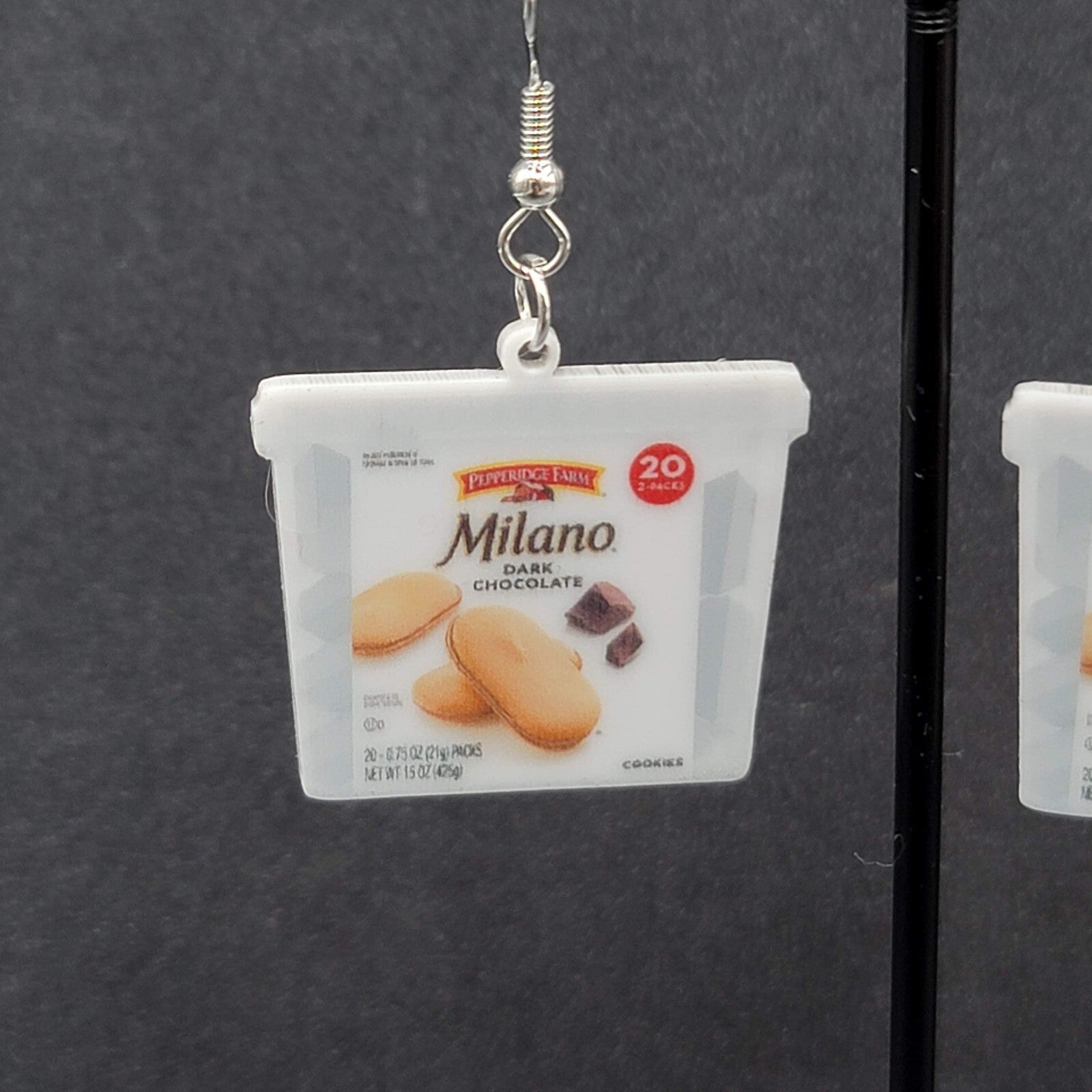 Pierced Earrings Milano Cookies Snack Novelty Fun Dangle  1"