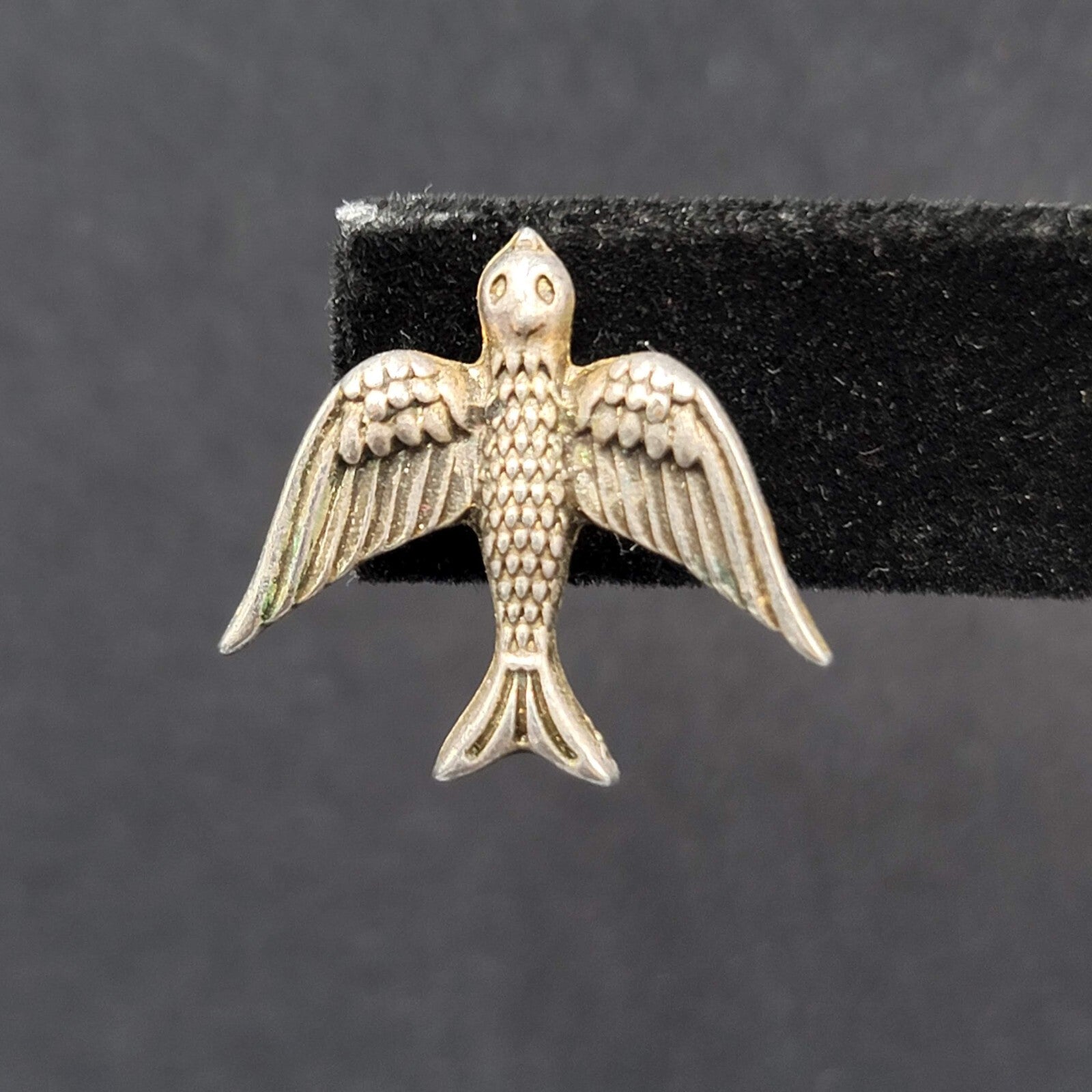 Bird Pierced Earrings Silver tone Drop 3/4"