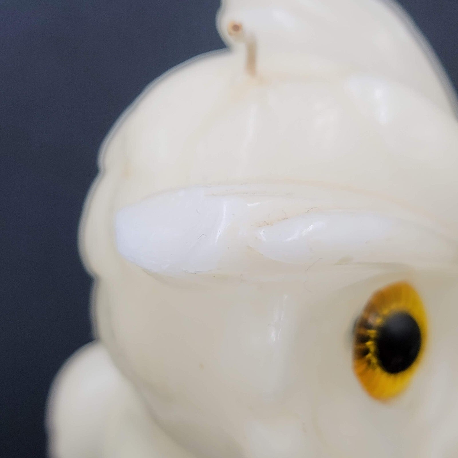Vintage Wax Owl Candle Large Carved White Unburned 9"