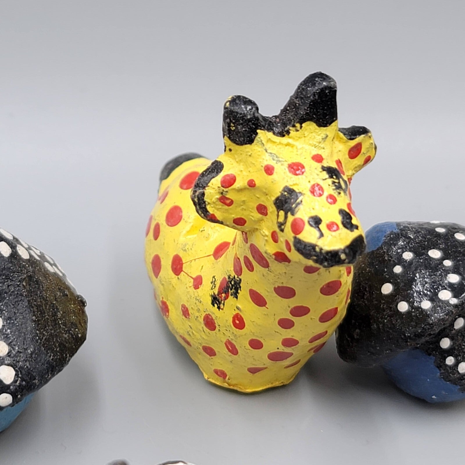 Clay Pottery Figures African Hand made Hand painted Lot Artisan Souvenir