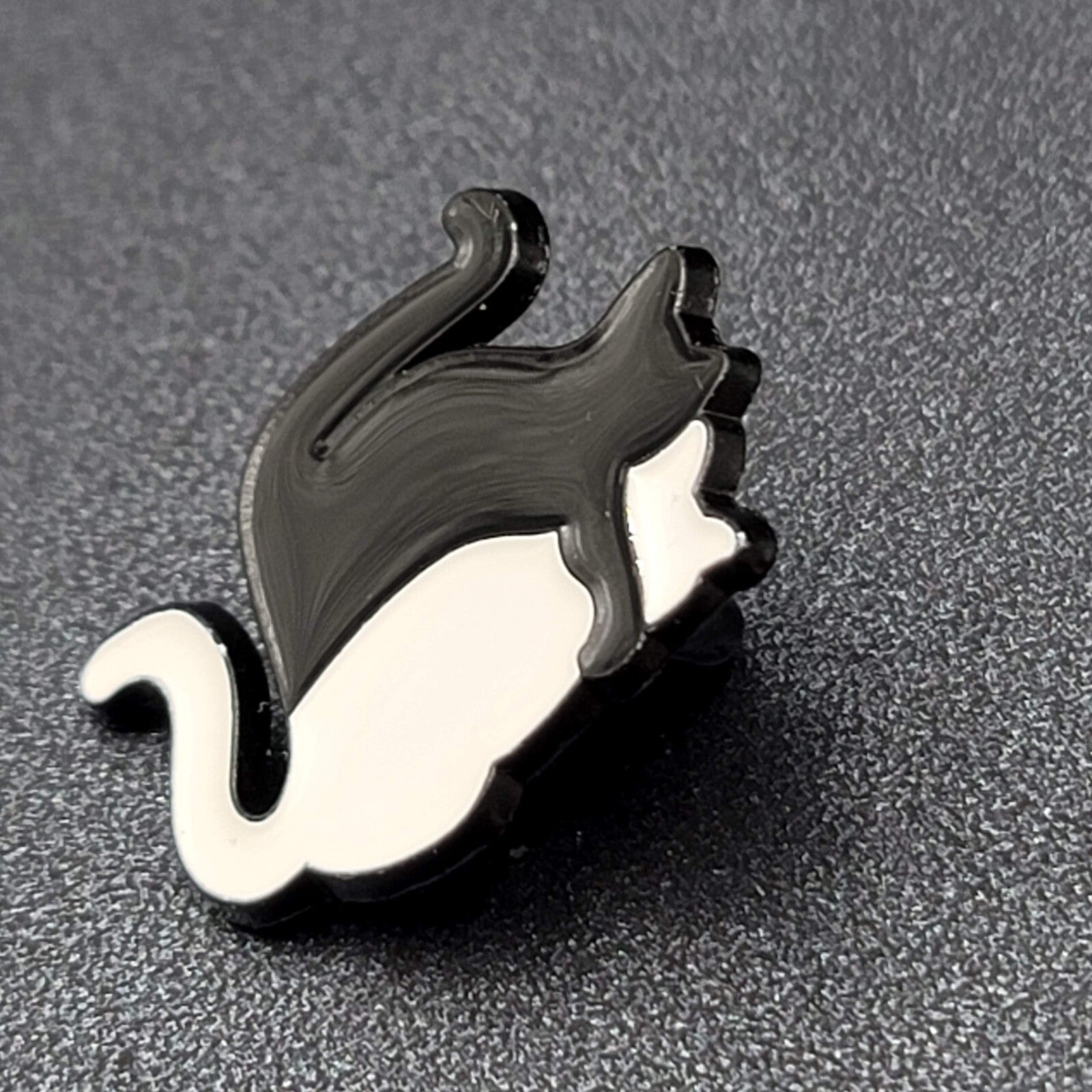 Black Cat White Cat Enamel Lapel Hat Pin Friends Lovers Hug  1 1/8"