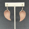 Pierced Earrings Silver tone Pink Faux Leather Felt Dangle 1 5/8"