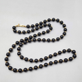 Vintage Monet Necklace Nlack Bead Gold tone Long 28 in