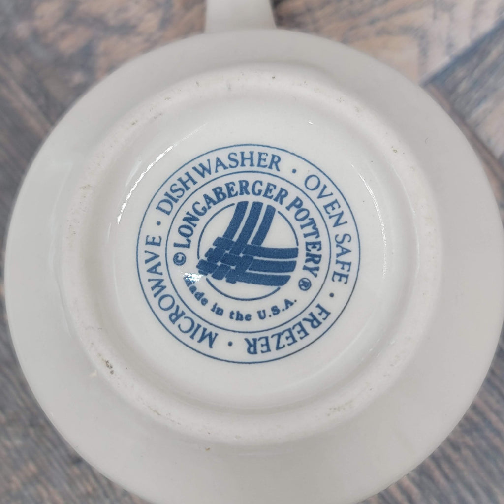 Longaberger Pottery Coffee Mug Blue White Made USA Handle Microwave Safe