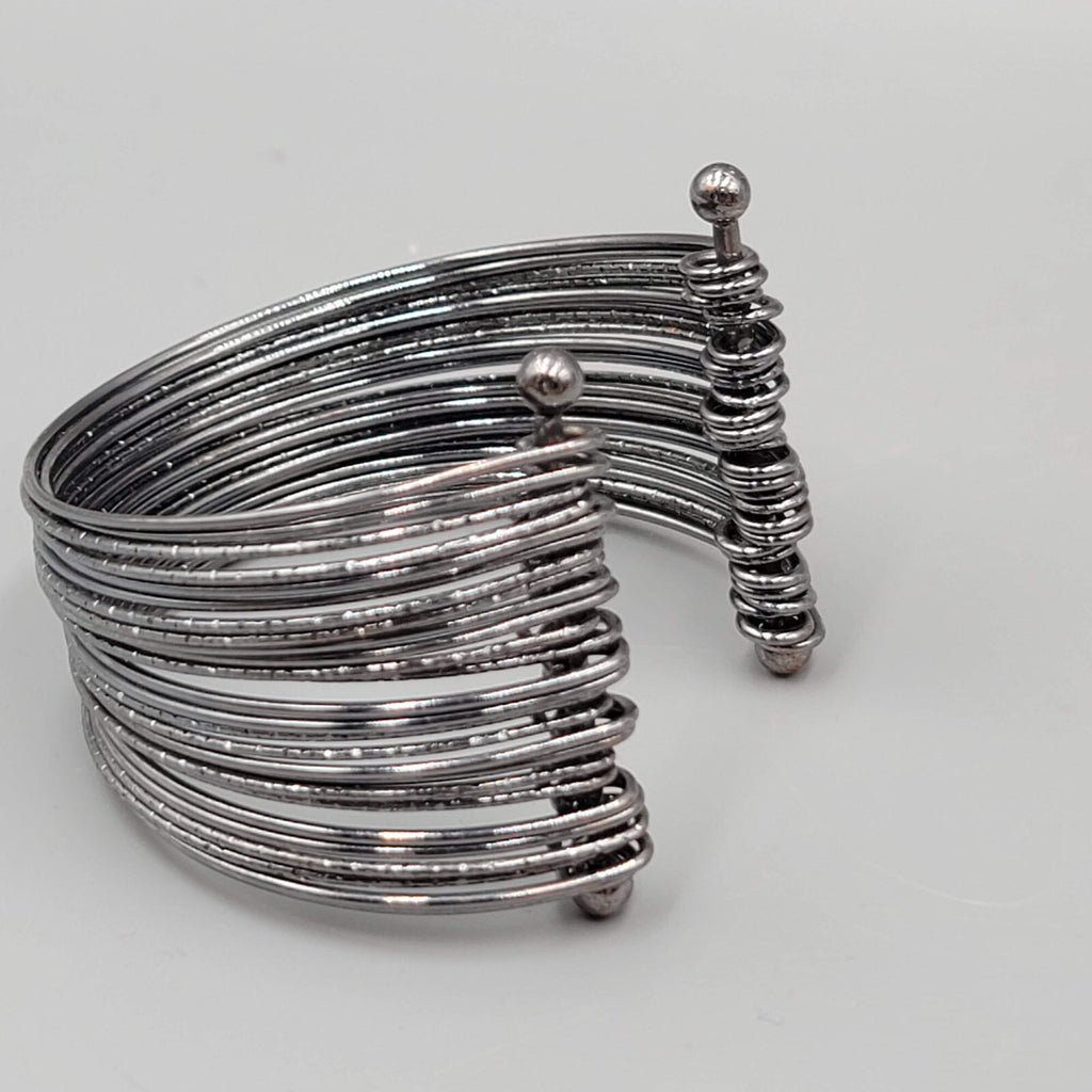 Gun Metal Gray Bracelet Wire Cuff Statement 