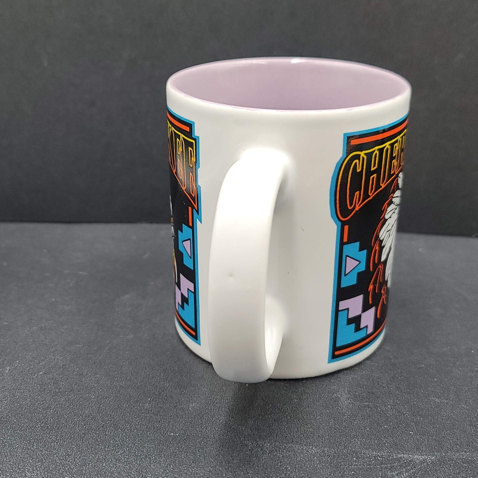 Vintage Cherokee Coffee Mug Souvenir Native American  Purple White