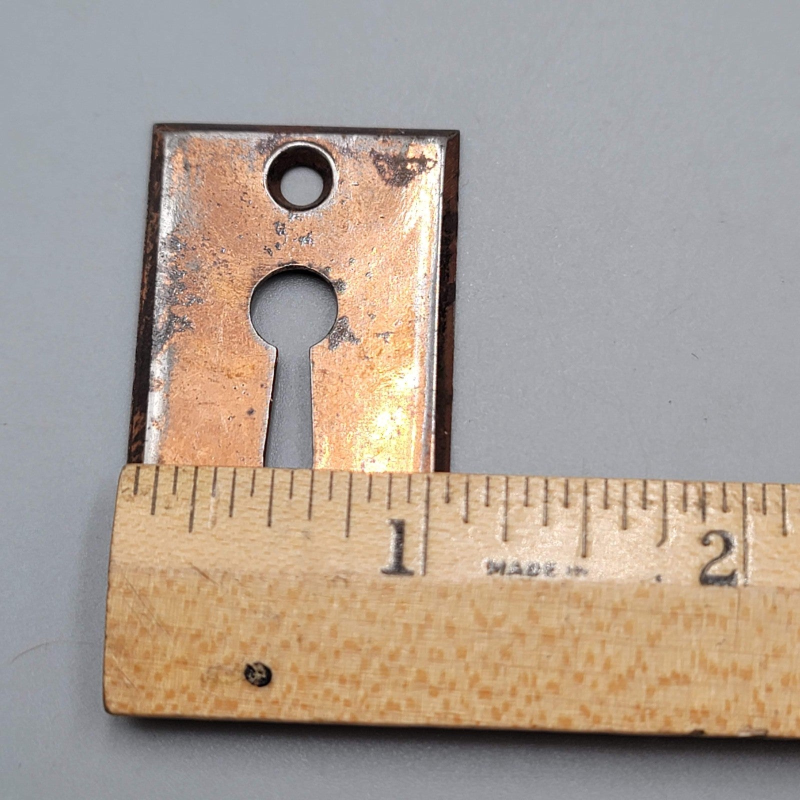 Vintage Rectangle Steel Skeleton Keyhole Escutcheon Salvage Hardware 1.75" (54)