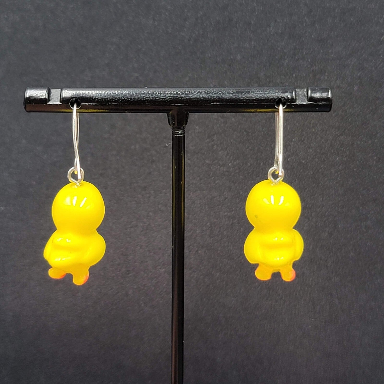 Rubber Duckie Pierced Earrings Yellow Acrylic Dangle 1"