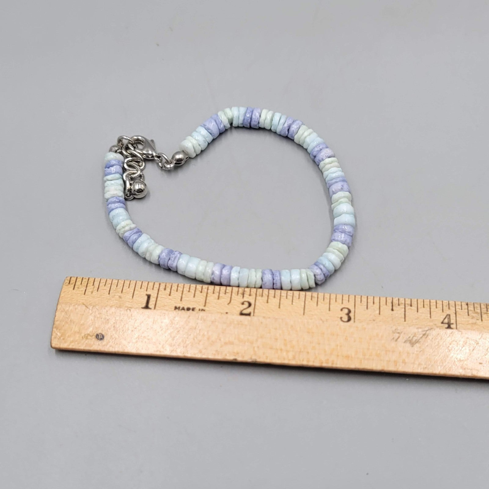 Lavender Purple Dyed Seashell Bead Bracelet 7"-7.5" Adj