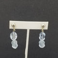 Vintage Clip On Silver tone Light Blue Acrylic Bead Dangle 1 3/4"