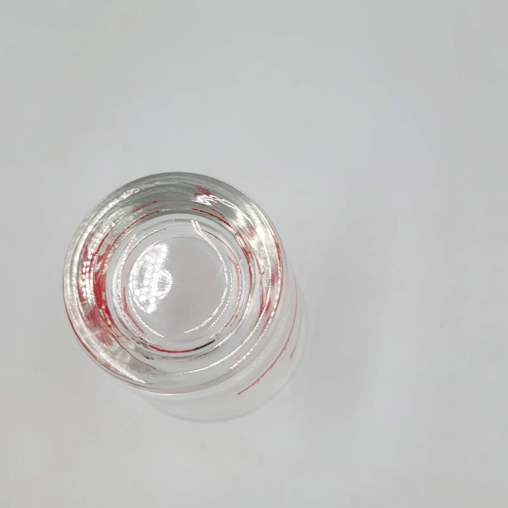 Vintage Red Rooster Juice Glass Clear 3 in tall
