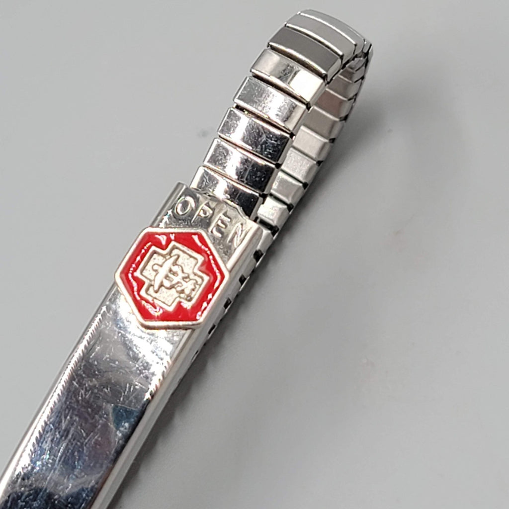 Medical Bracelet Alert Open For Info Stainless Steel 7"