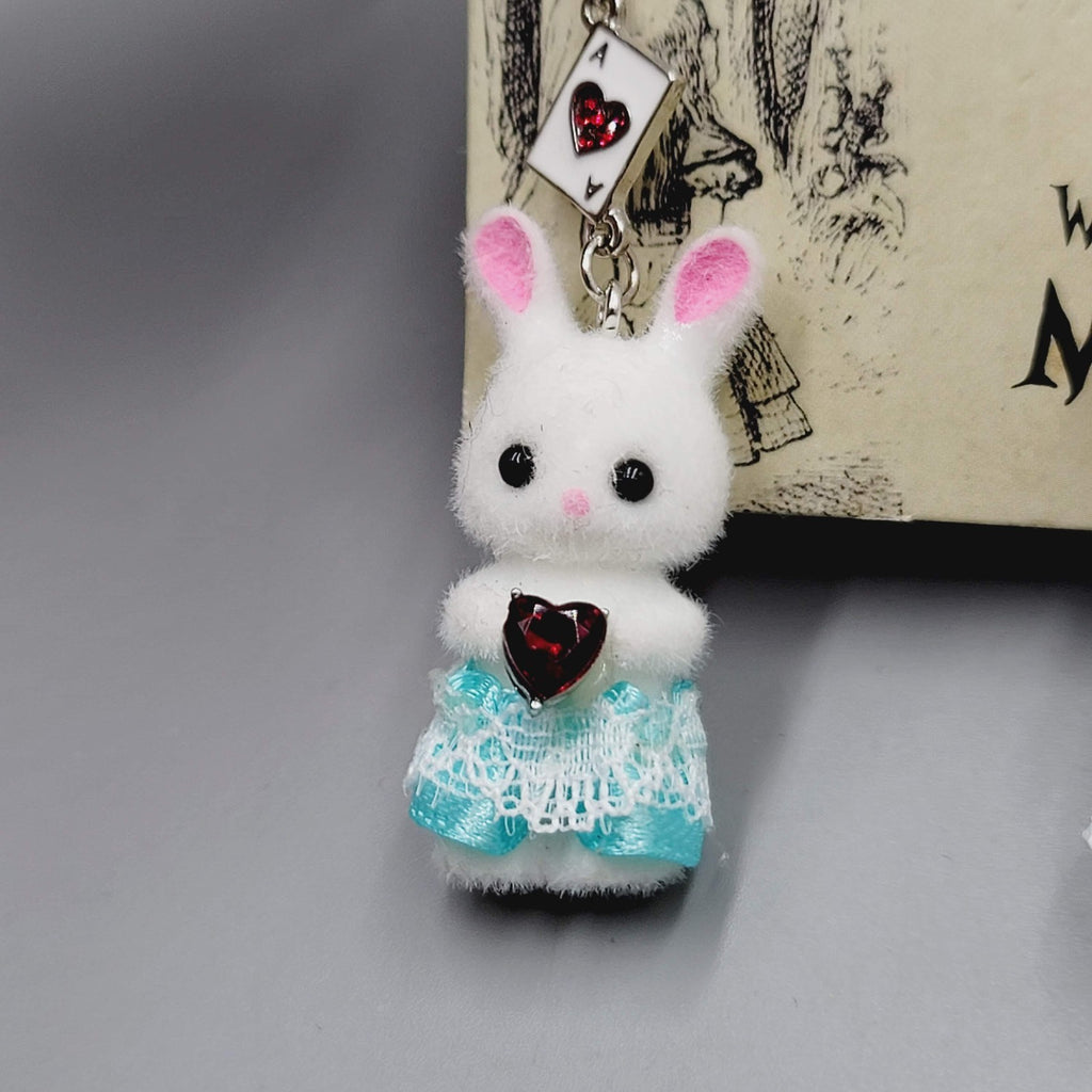 Thorn & Fable Pierced Earrings Alice in Wonderland Bunny Dangle NWT 2"